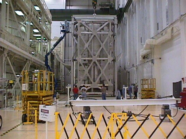 The 'Destiny' LAB Module being prepared for movement to the pad