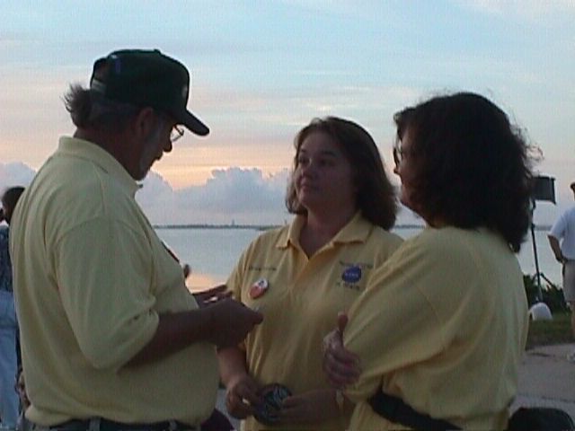 Bo Smith and Diane Conlon talking to Penny Haskins before the launch